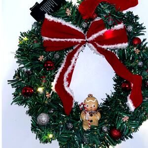 I am the cutest little gingerbread boy Prelit Christmas Wreath Lights Timer OOAK